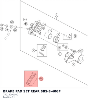 Diagram preview: BRAKE PAD SET REAR SBS-S-40GF (75013090000)