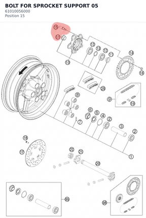 Diagram preview: BOLT FOR SPROCKET SUPPORT   05 (61010056000)