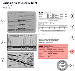 Diagram preview: Emissions sticker 5 KTM (LI22-761-6)