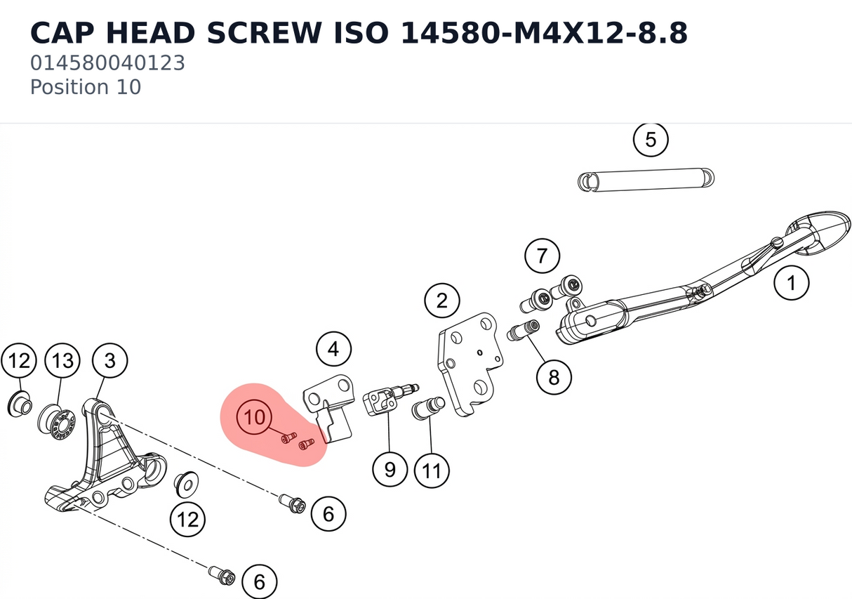 Diagram preview: CAP HEAD SCREW ISO 14580-M4X12-8.8 (014580040123)
