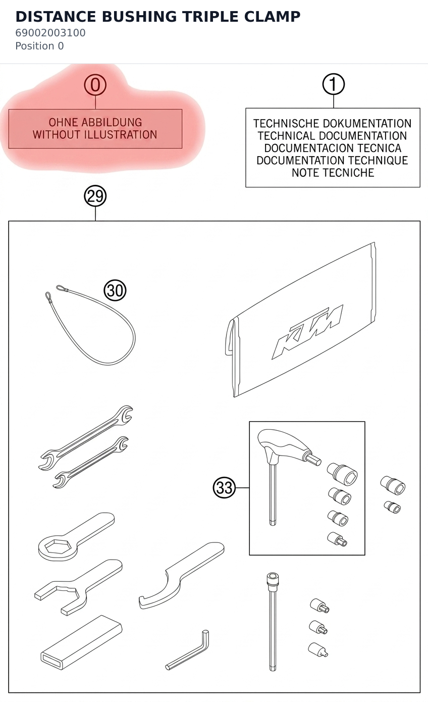 Diagram preview: DISTANCE BUSHING TRIPLE CLAMP (69002003100)