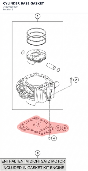 Diagram preview: CYLINDER BASE GASKET (76630035000)