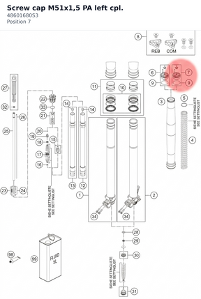 Diagram preview: Screw cap M51x1,5 PA left cpl. (48601680S3)