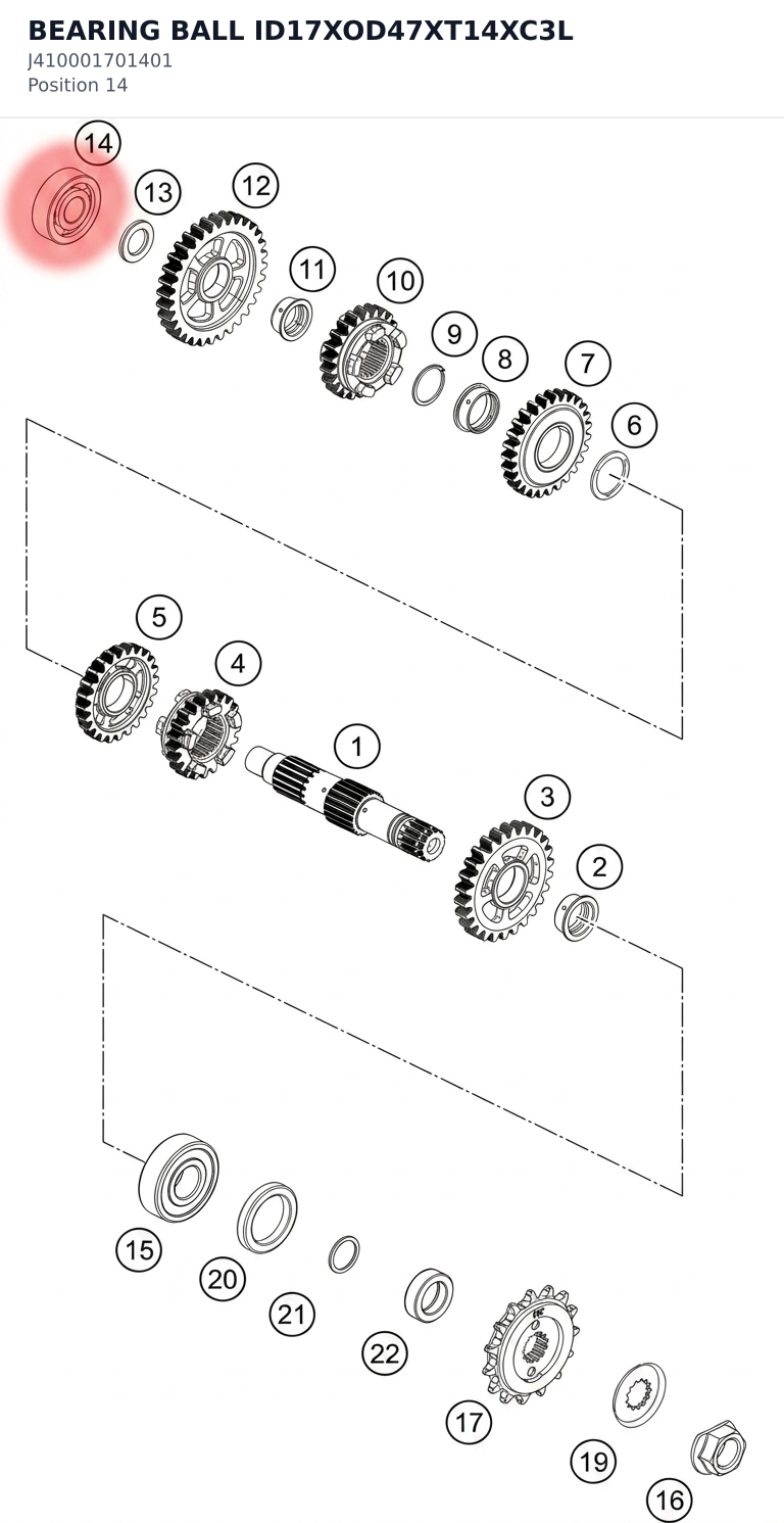 Diagram preview: BEARING BALL ID17XOD47XT14XC3L (J410001701401)