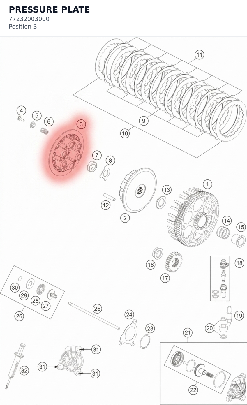 Diagram preview: PRESSURE PLATE (77232003000)