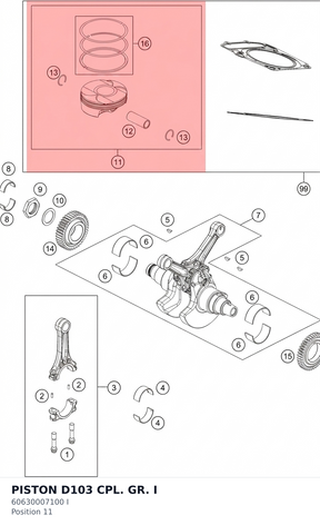 Diagram preview: PISTON D103 CPL. GR. I (60630007100 I)