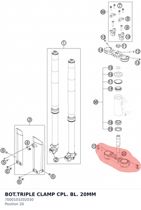 Diagram preview: BOT.TRIPLE CLAMP CPL. BL. 20MM (7000103202030)