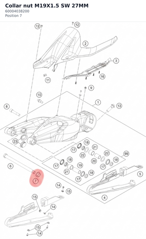 Diagram preview: Collar nut M19X1.5 SW 27MM (60004038200)