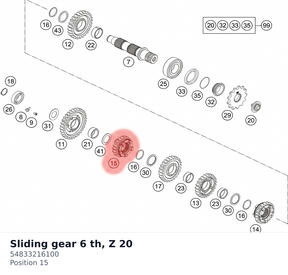 Diagram preview: Sliding gear 6 th, Z 20 (54833216100)