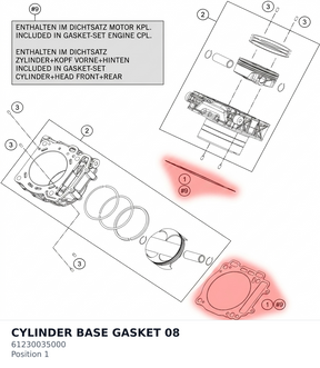Diagram preview: CYLINDER BASE GASKET 08 (61230035000)