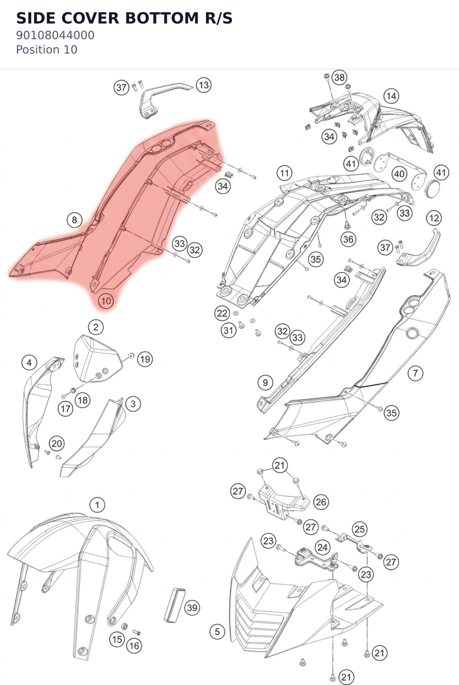 Diagram preview: SIDE COVER BOTTOM R/S (90108044000)