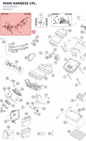 Diagram preview: MAIN HARNESS CPL. (61411075033)