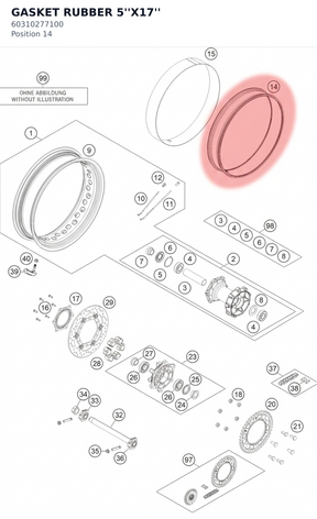 Diagram preview: GASKET RUBBER 5''X17'' (60310277100)