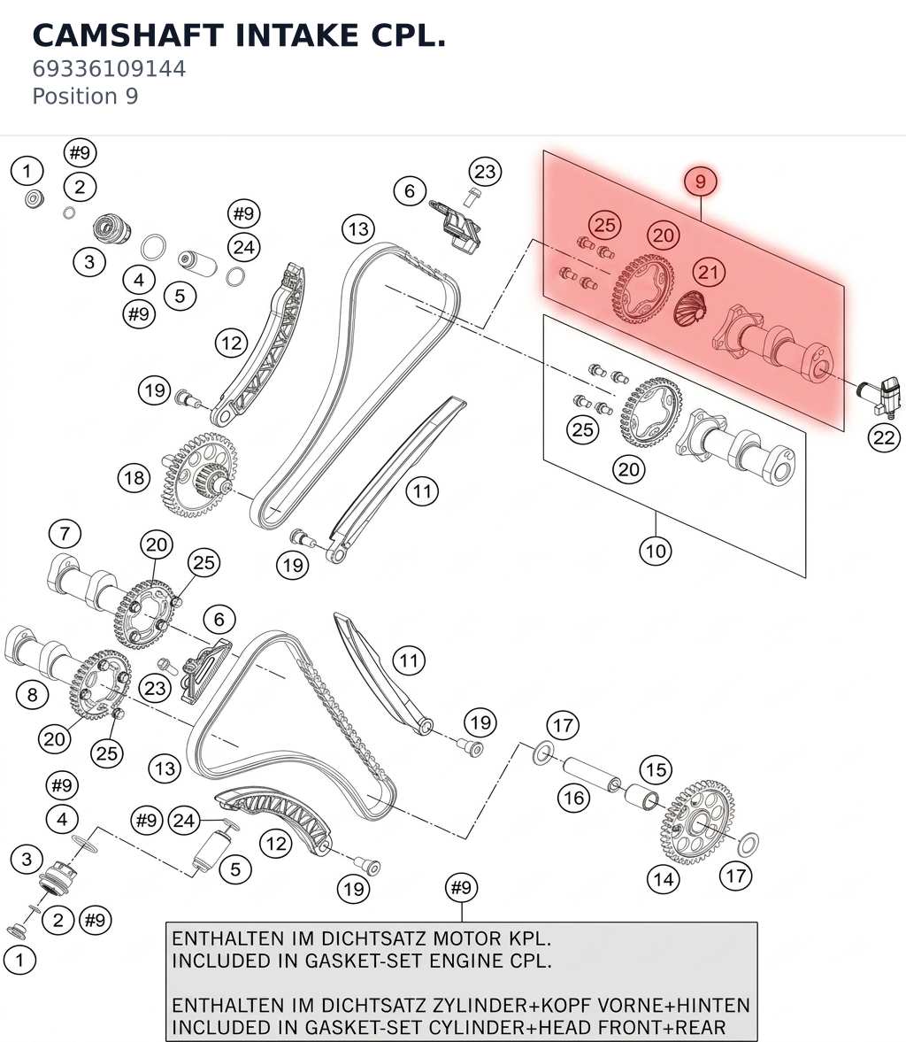 Diagram preview: CAMSHAFT INTAKE CPL. (69336109144)