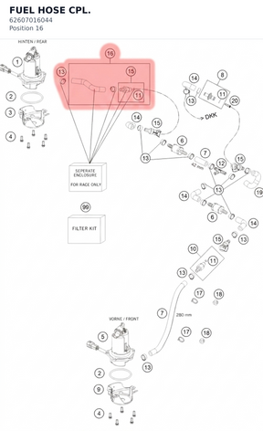 Diagram preview: FUEL HOSE CPL. (62607016044)