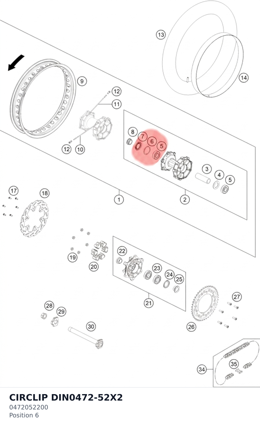 Diagram preview: CIRCLIP DIN0472-52X2 (0472052200)