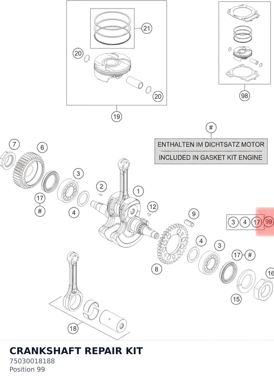 Diagram preview: CRANKSHAFT REPAIR KIT (75030018188)