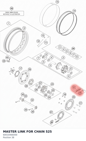 Diagram preview: MASTER LINK FOR CHAIN 525 (60010466000)