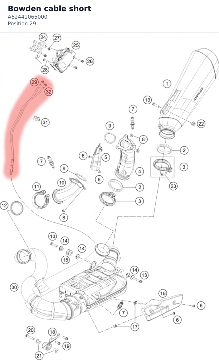Diagram preview: Bowden cable short (A62441065000)