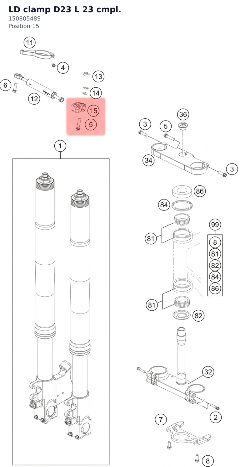 Diagram preview: LD clamp D23 L 23 cmpl. (15080548S)