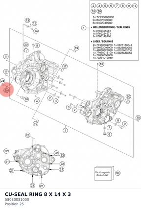 Diagram preview: CU-SEAL RING 8 X 14 X 3 (58030081000)