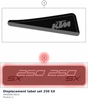 Diagram preview: Displacement tabel set 250 SX (A46008078022)