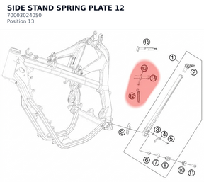 Diagram preview: SIDE STAND SPRING PLATE     12 (70003024050)