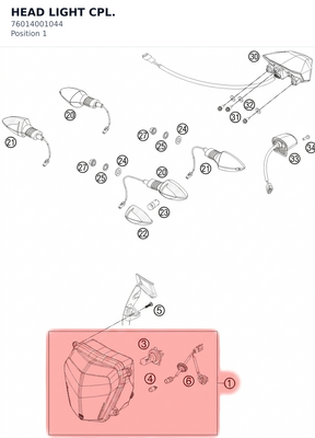 Diagram preview: HEAD LIGHT CPL. (76014001044)