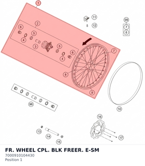 Diagram preview: FR. WHEEL CPL. BLK FREER. E-SM (7000910104430)