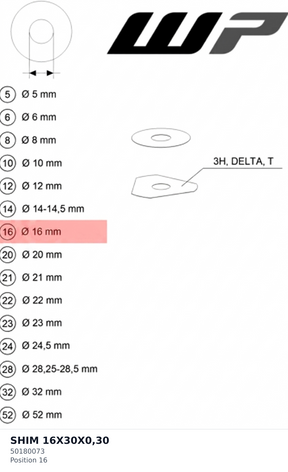 Diagram preview: SHIM 16X30X0,30 (50180073)