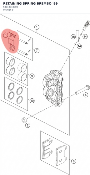 Diagram preview: RETAINING SPRING BREMBO    '99 (58713018000)