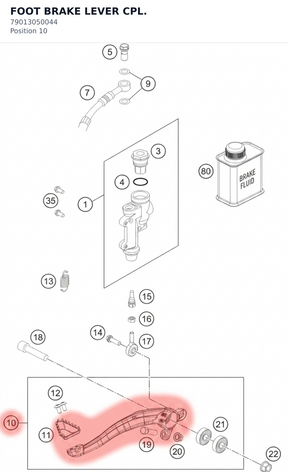 Diagram preview: FOOT BRAKE LEVER CPL. (79013050044)
