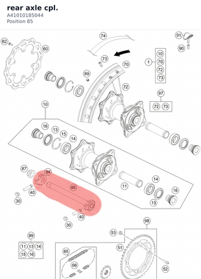 Diagram preview: rear axle cpl. (A41010185044)
