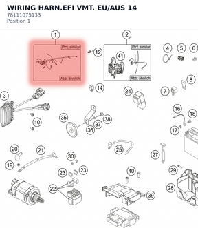 Diagram preview: WIRING HARN.EFI VMT. EU/AUS 14 (78111075133)