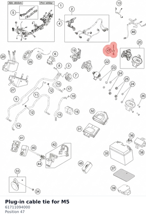Diagram preview: Plug-in cable tie for M5 (61711094000)