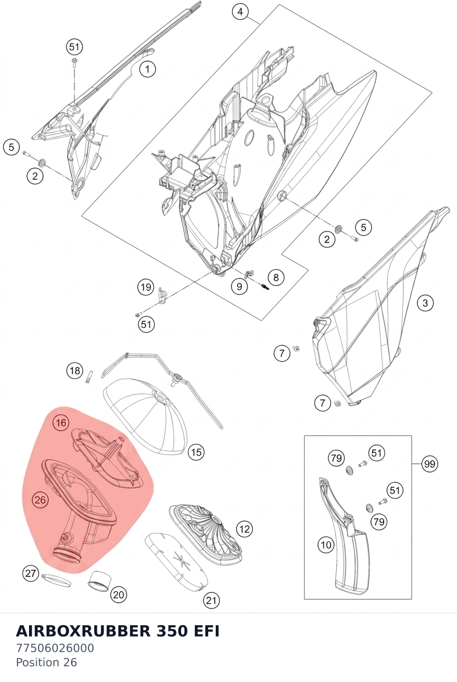 Diagram preview: AIRBOXRUBBER 350 EFI (77506026000)