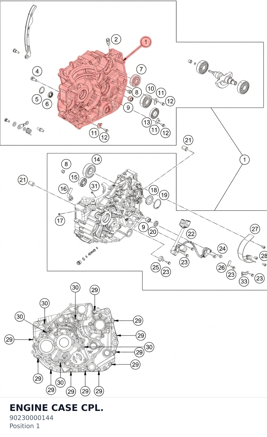 Diagram preview: ENGINE CASE CPL. (90230000144)