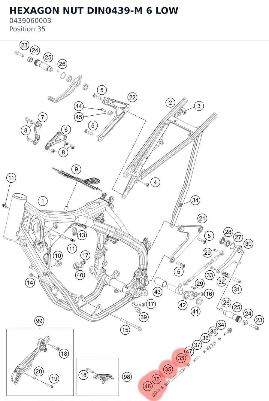 Diagram preview: HEXAGON NUT DIN0439-M 6 LOW (0439060003)