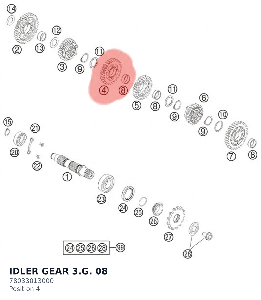 Diagram preview: IDLER GEAR 3.G.             08 (78033013000)