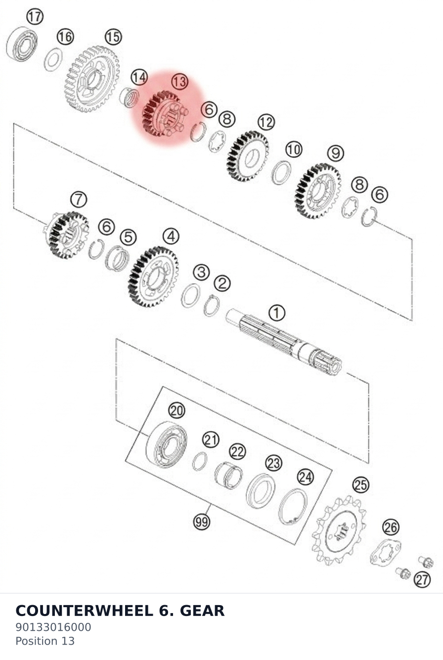 Diagram preview: COUNTERWHEEL 6. GEAR (90133016000)