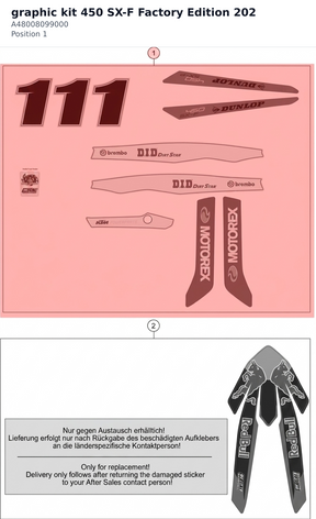 Diagram preview: graphic kit 450 SX-F Factory Edition 202 (A48008099000)