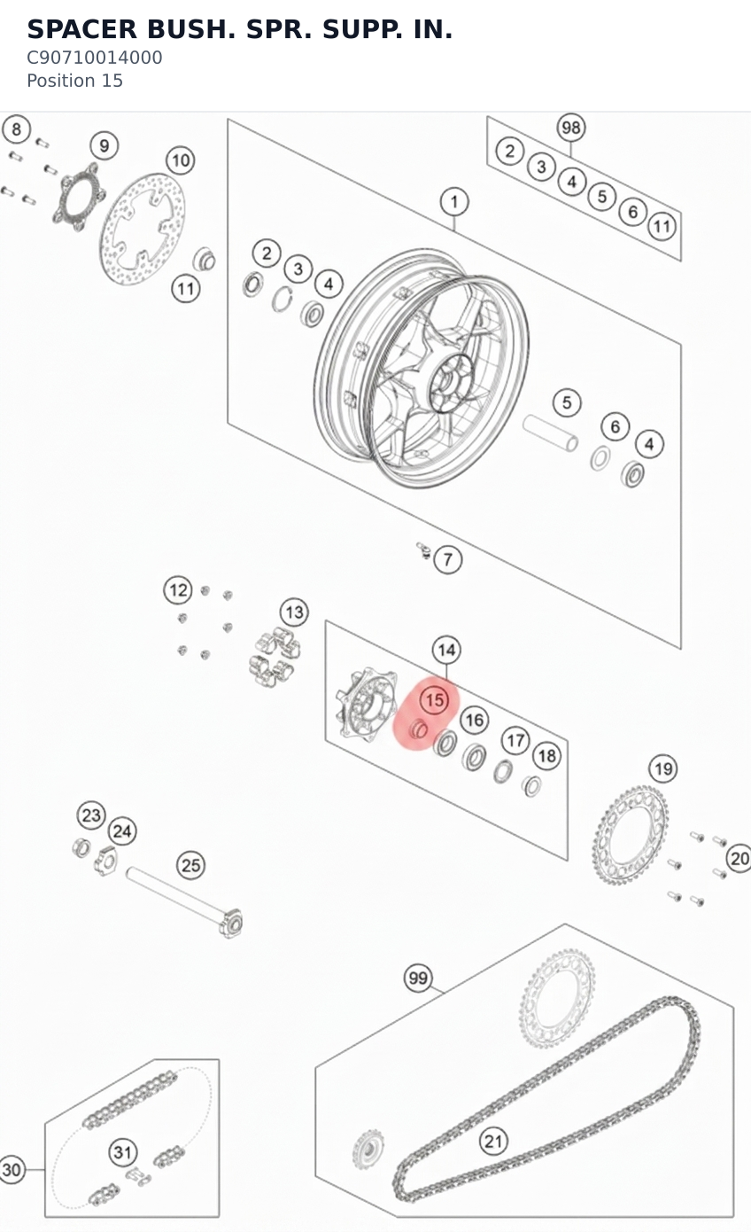 Diagram preview: SPACER BUSH. SPR. SUPP. IN. (C90710014000)