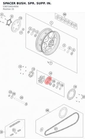 Diagram preview: SPACER BUSH. SPR. SUPP. IN. (C90710014000)