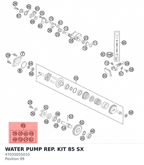 Diagram preview: WATER PUMP REP. KIT 85 SX (47035055010)