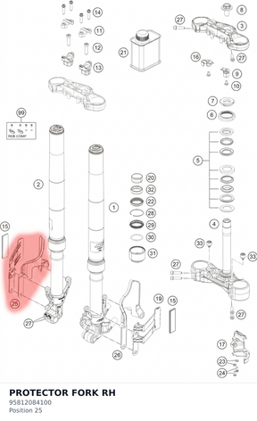 Diagram preview: PROTECTOR FORK RH (95812084100)
