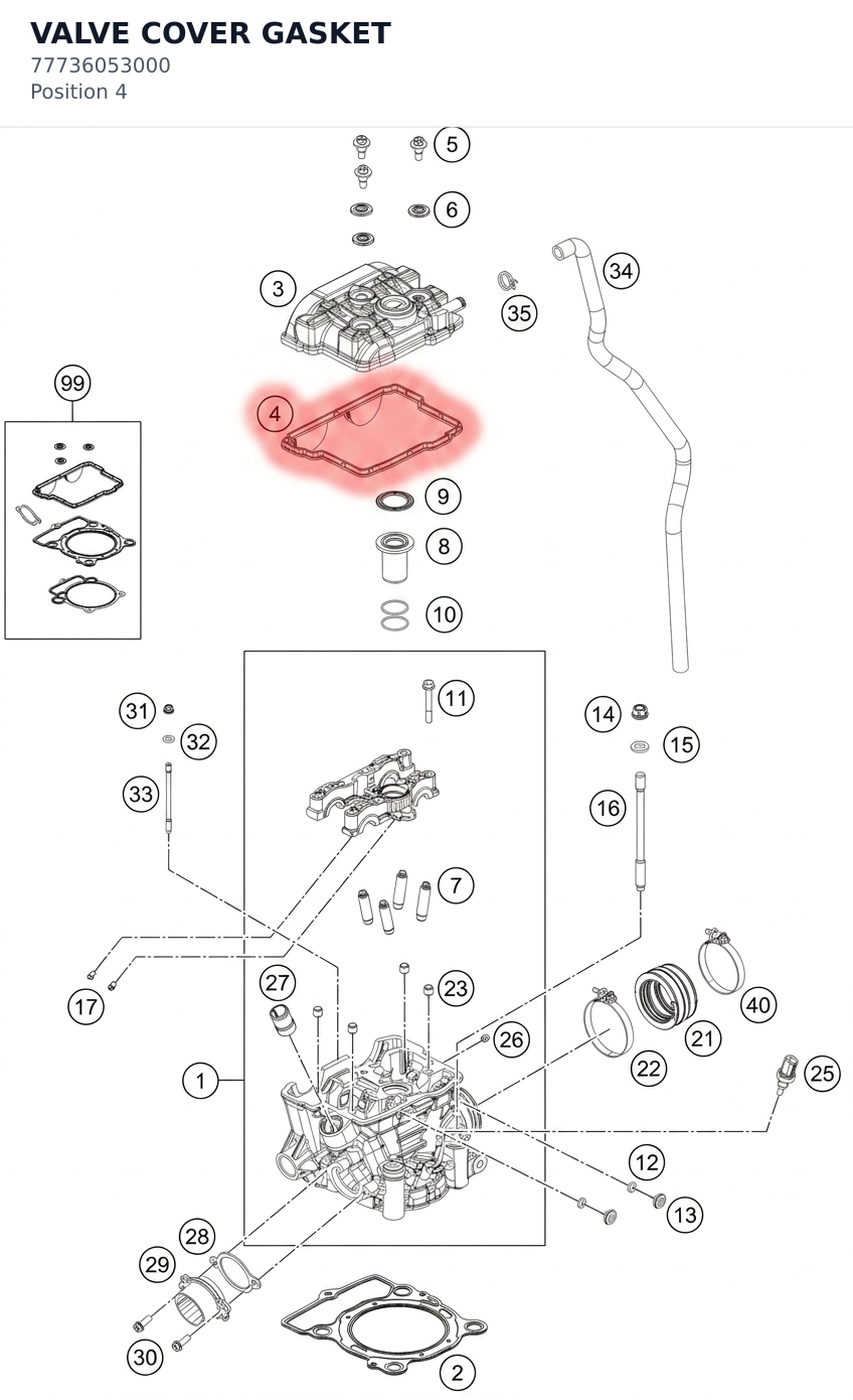 Diagram preview: VALVE COVER GASKET (77736053000)