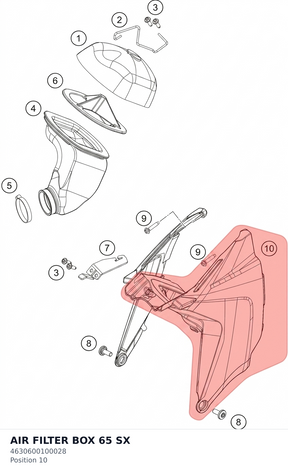 Diagram preview: AIR FILTER BOX 65 SX (4630600100028)