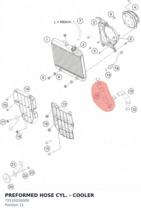 Diagram preview: PREFORMED HOSE CYL. - COOLER (72535026000)