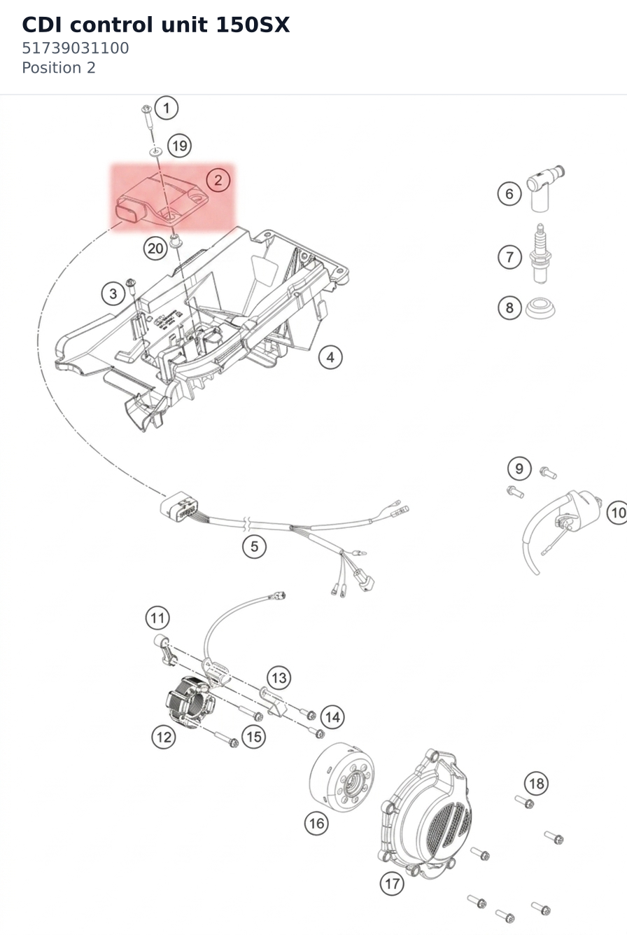 Diagram preview: CDI control unit 150SX (51739031100)