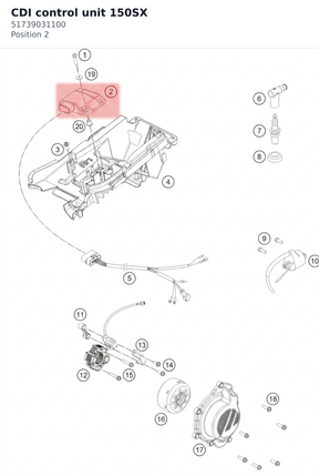 Diagram preview: CDI control unit 150SX (51739031100)